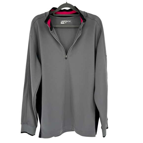 Nike Golf Pullover Cover Up Men’s LARGE Dri-FIT 1/2 Zip Gray Black Active 578673 - Picture 9 of 14